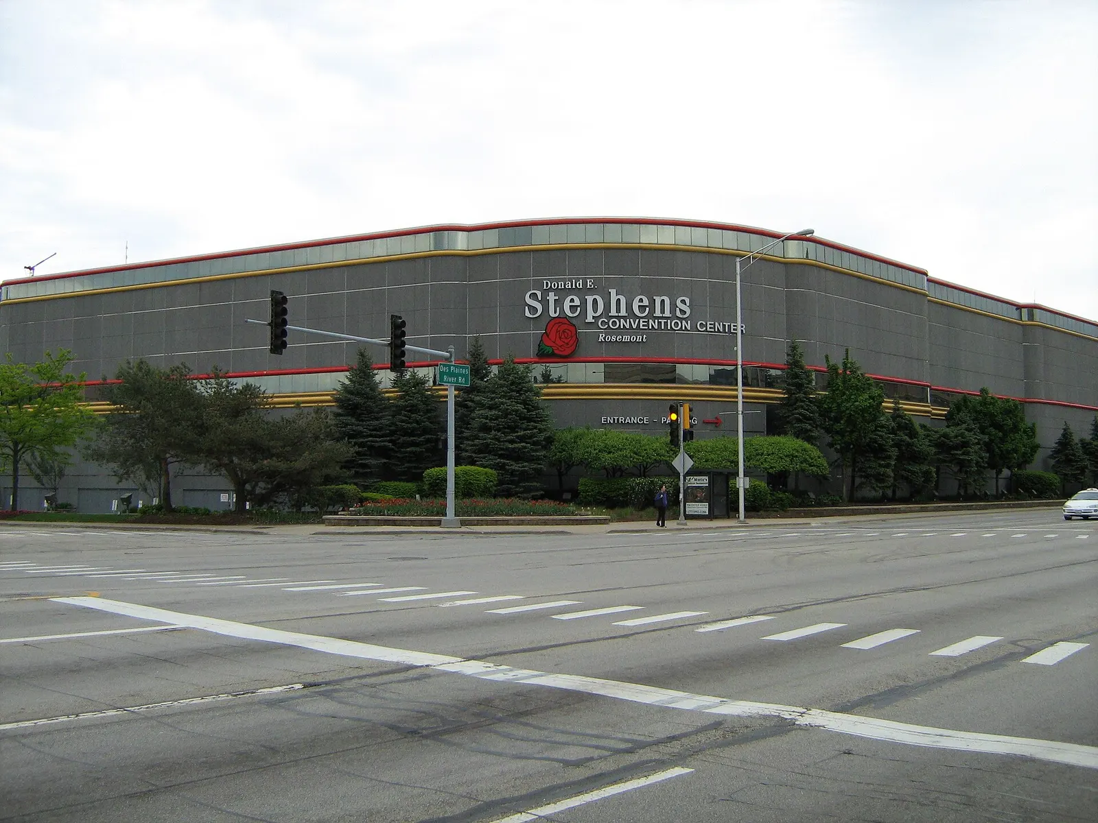 The Donald E. Stephens Convention Center in Rosemont, with its 'Stephens Convention Center' sign